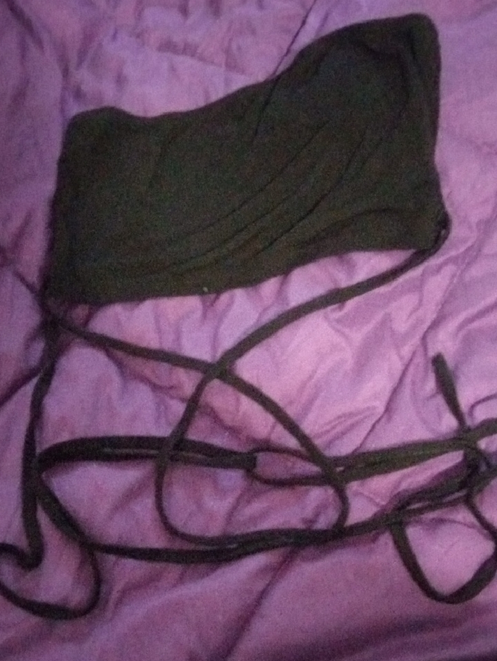 SHEIN Black Strapless Tube Top with Long Ties